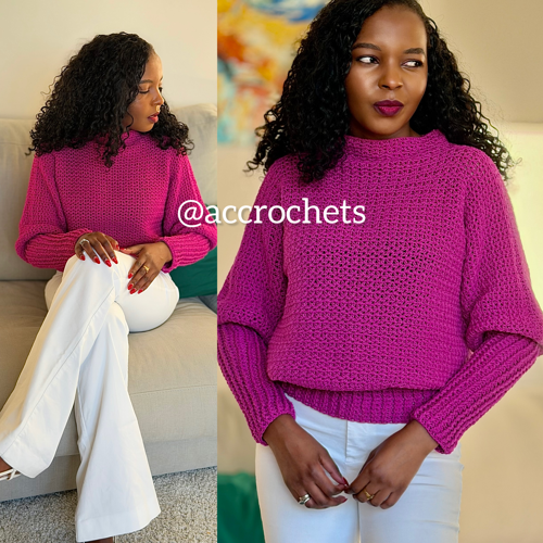 Easy Crochet Sweater Pattern | V-Stitch Pullover | Made to Measure | Long Sleeve | XS–5XL PDF