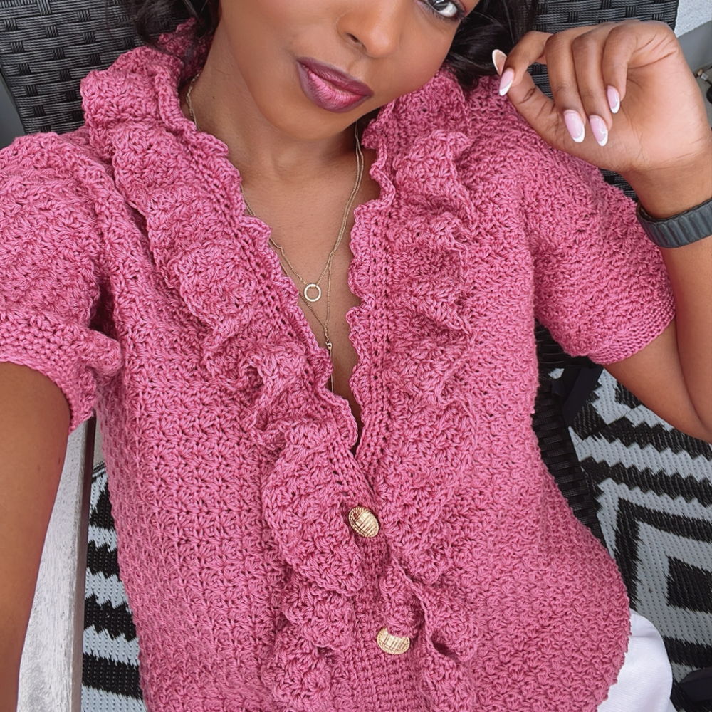 Geschreven haakpatroon voor een Suzette top met ruches - PDF -