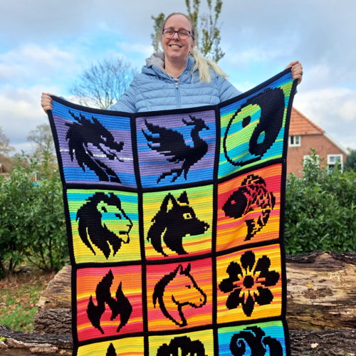 Soul Symbols | Monthly Temperature  Overlay Mosaic Crochet Blanket PDF Pattern