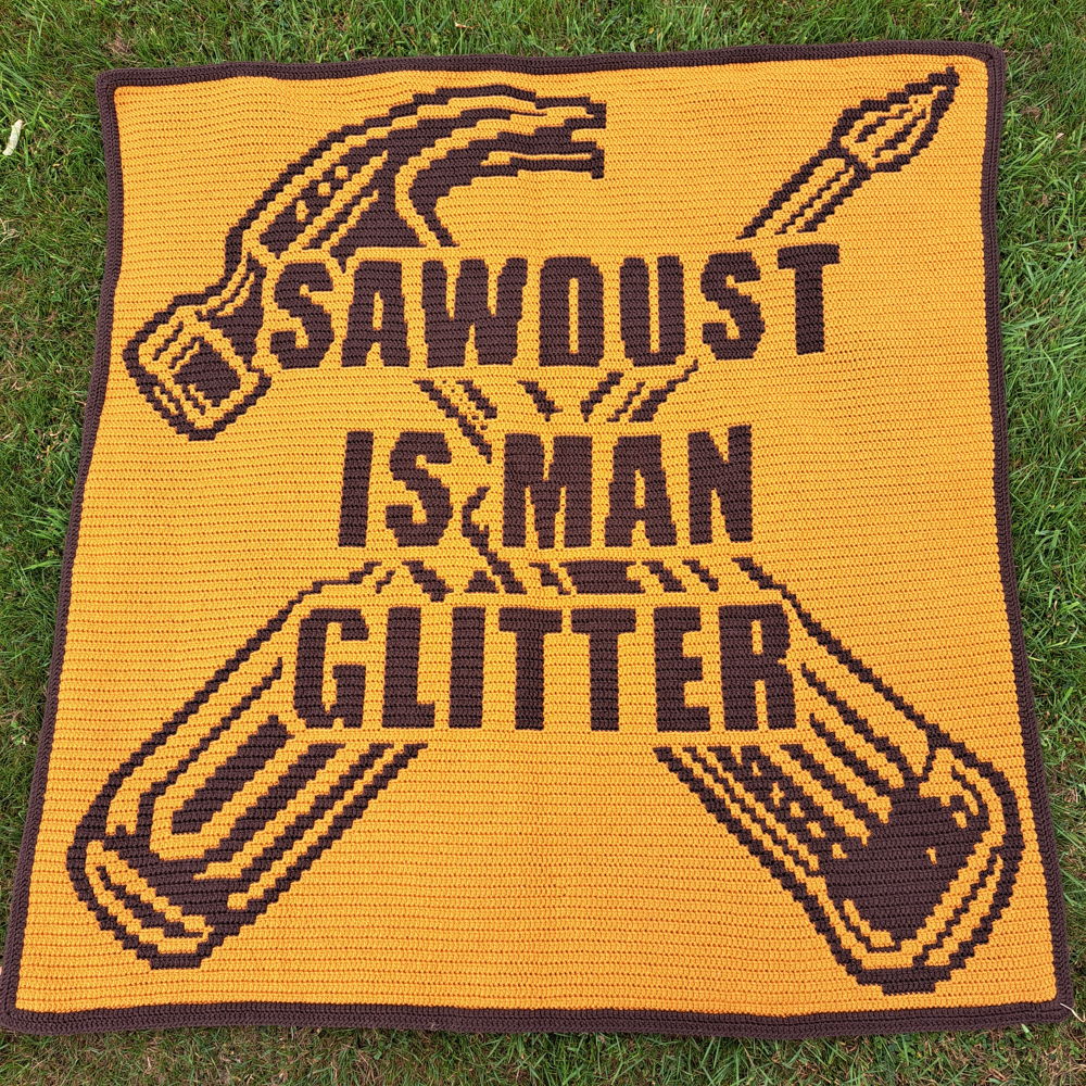 Whitty Woodwork | Man's Tools Overlay Mosaic Crochet Blanket PDF Pattern