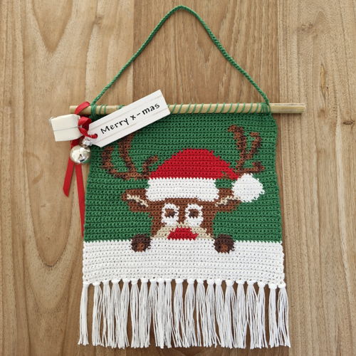 Haakpatroon  kerst wandhanger Rudolf