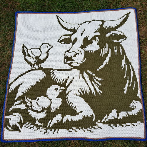 Barnyard Buddies | Cow and Chicken Overlay Mosaic Crochet Blanket PDF Pattern
