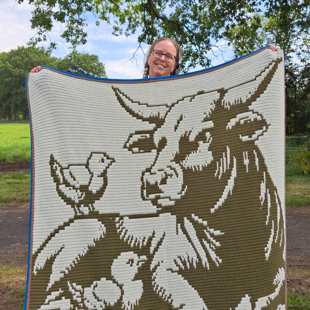 Barnyard Buddies | Cow and Chicken Overlay Mosaic Crochet Blanket PDF Pattern
