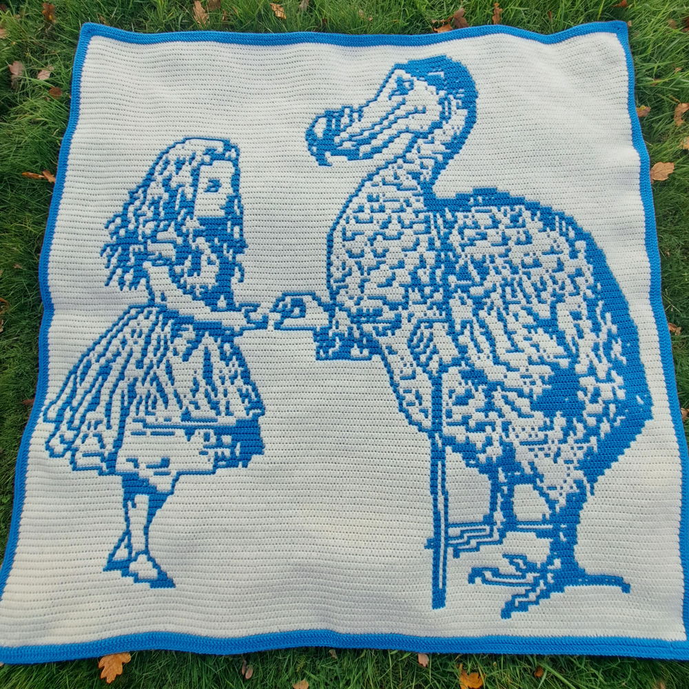 Alice and the Dodo | Alice in Wonderland Mosaic Crochet Blanket PDF Pattern