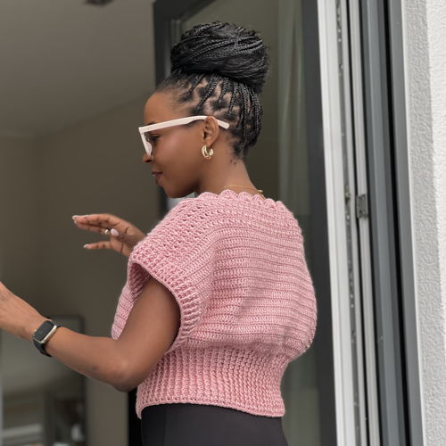 Crochet Off-Shoulder X-Stitch Rib Top PDF pattern  (XS–5X)