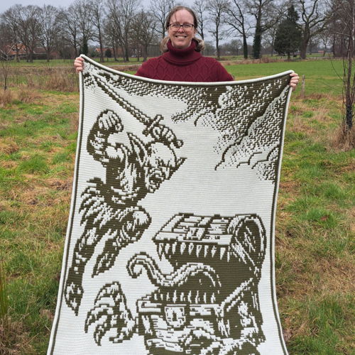 Goblin Gambit | Fantasy Monster Mimic Overlay Mosaic Crochet Blanket PDF Pattern