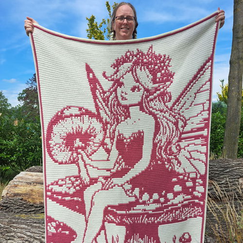 Fungal Fae | Fantasy Fairy Mushroom Overlay Mosaic Crochet Blanket PDF Pattern
