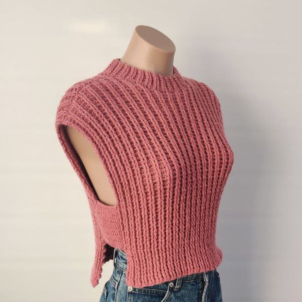 PDF Crochet Pattern / Kiara Crochet Vest with Custom Drop Shoulders and Open Sides