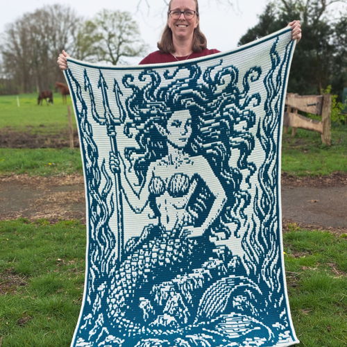 Siren Sovereign | Mermaid Fantasy Overlay Mosaic Crochet Blanket PDF Pattern
