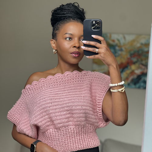 Crochet Off-Shoulder X-Stitch Rib Top PDF pattern  (XS–5X)