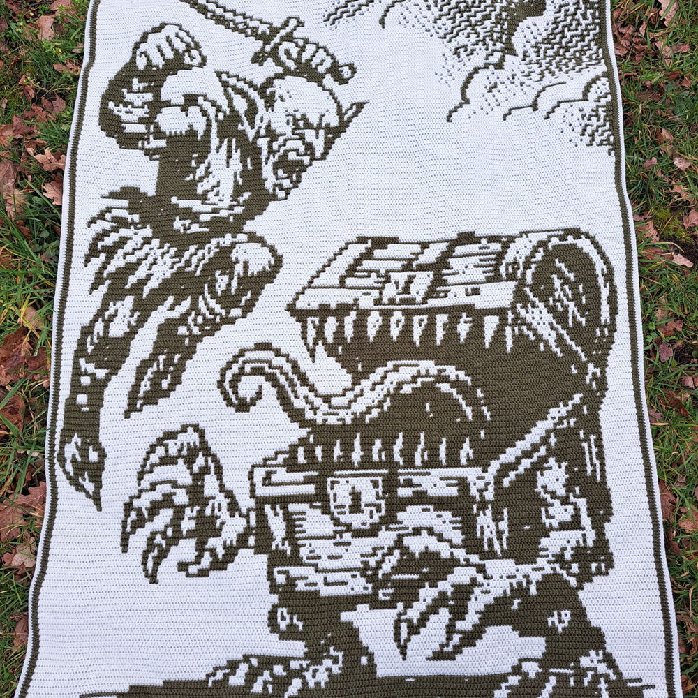 Goblin Gambit | Fantasy Monster Mimic Overlay Mosaic Crochet Blanket PDF Pattern