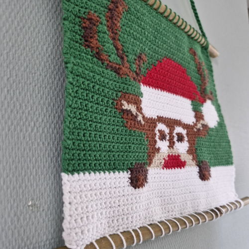 Haakpatroon  kerst wandhanger Rudolf