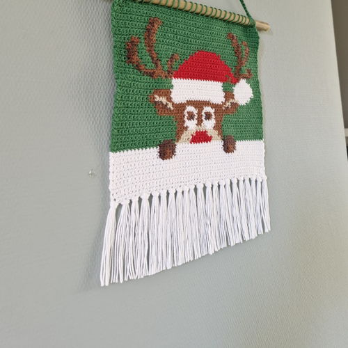 Haakpatroon  kerst wandhanger Rudolf