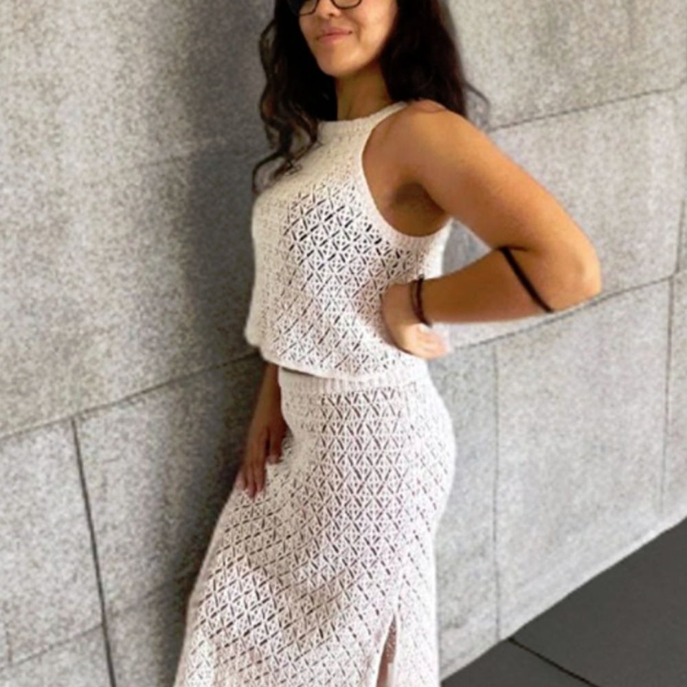 Crochet Summer Set Pattern / 2 Piece Skirt and Top PDF Pattern / Diamond Lace Stitch