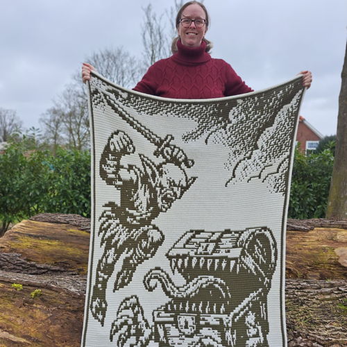 Goblin Gambit | Fantasy Monster Mimic Overlay Mosaic Crochet Blanket PDF Pattern