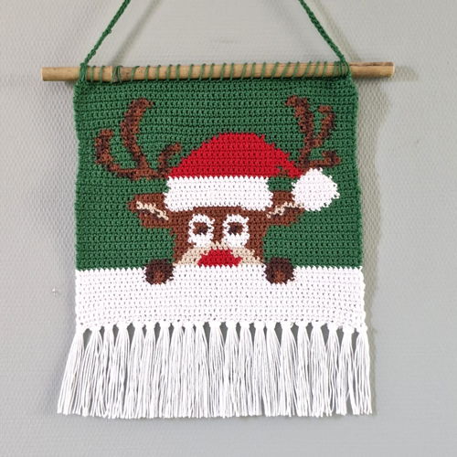 Haakpatroon  kerst wandhanger Rudolf