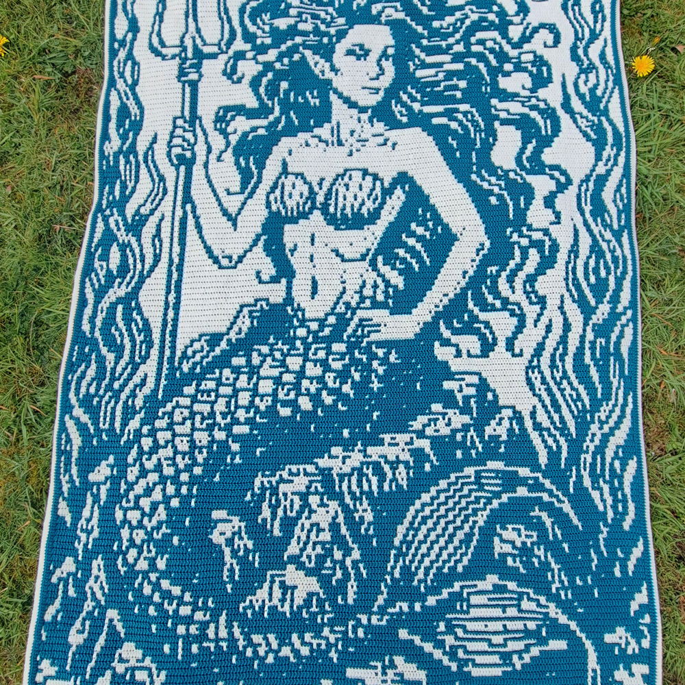 Siren Sovereign | Mermaid Fantasy Overlay Mosaic Crochet Blanket PDF Pattern