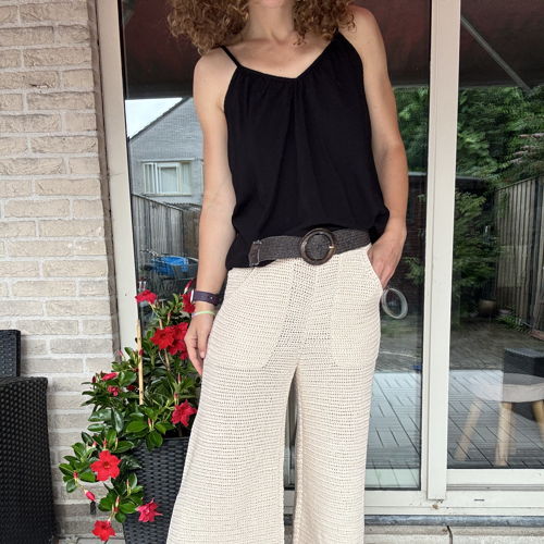 By The Sea Pants – Crochet Pattern (XS–4XL) | Modern Elastic Waist Pants with Pockets & Side Slits