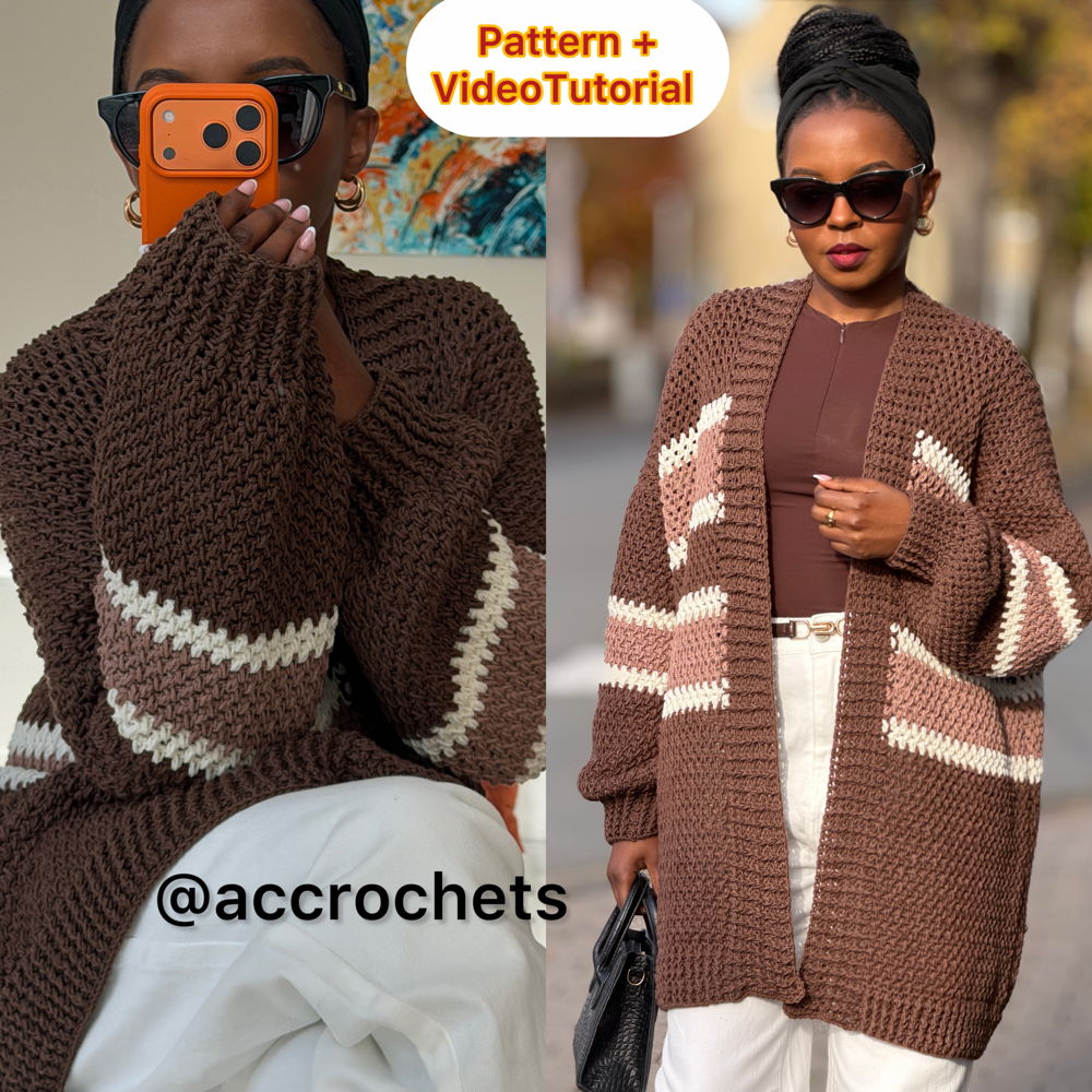 Elizabeth Cardigan Crochet Pattern | Oversized, Easy | Made To measure | PDF