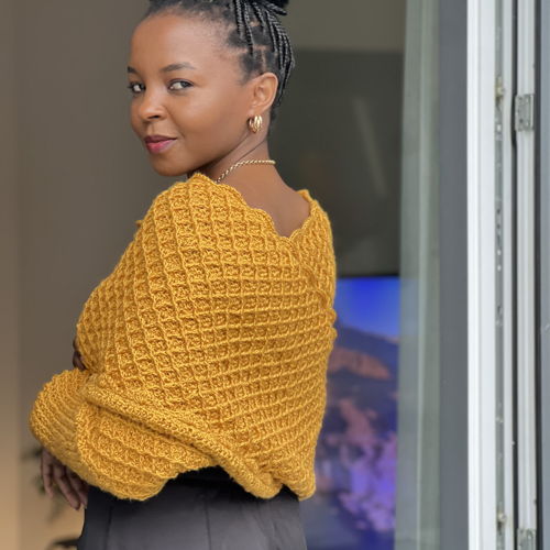 Crochet Wrap Sweater with Sleeves Pattern | Diamond Scarf Shrug | Easy, Size-Inclusive XS–5X | Sport Weight | PDF