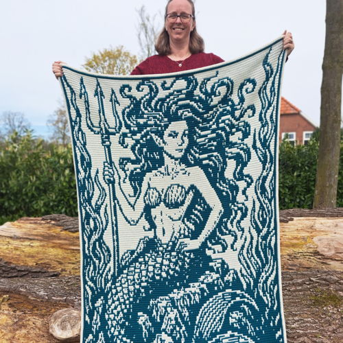 Siren Sovereign | Mermaid Fantasy Overlay Mosaic Crochet Blanket PDF Pattern
