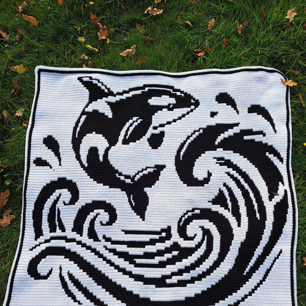 Orca Opus | Whale Mosaic Crochet Blanket PDF Pattern