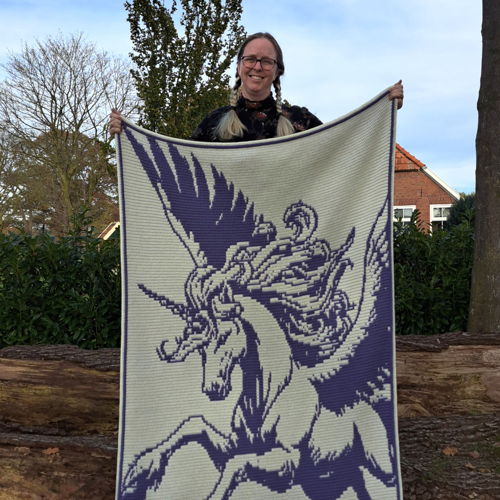 Fantasy Flight | Unicorn Pegasus Overlay Mosaic Crochet Blanket PDF Pattern