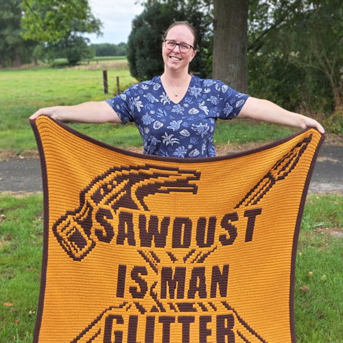 Whitty Woodwork | Man's Tools Overlay Mosaic Crochet Blanket PDF Pattern