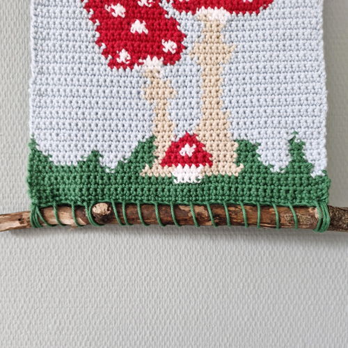 Haakpatroon wandhanger met paddenstoelen