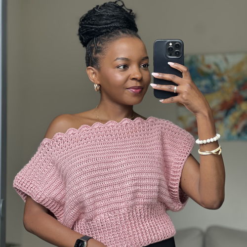 Crochet Off-Shoulder X-Stitch Rib Top PDF pattern  (XS–5X)