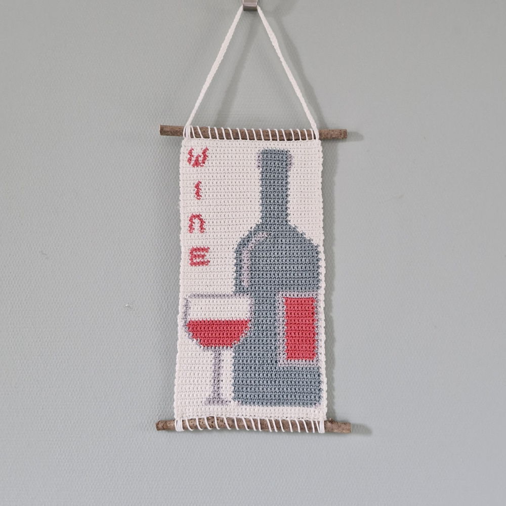 Haakpatroon wandhanger Wine
