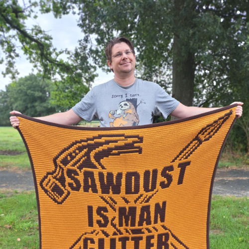 Whitty Woodwork | Man's Tools Overlay Mosaic Crochet Blanket PDF Pattern