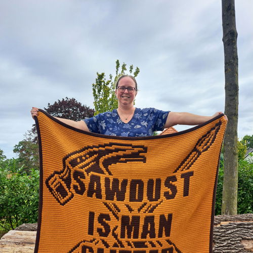 Whitty Woodwork | Man's Tools Overlay Mosaic Crochet Blanket PDF Pattern