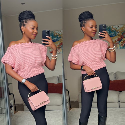 Crochet Off-Shoulder X-Stitch Rib Top PDF pattern  (XS–5X)