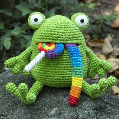 Amigurumi Rainbow Lollipop Frog