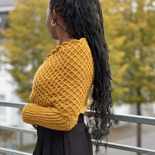 Crochet Wrap Sweater with Sleeves Pattern | Diamond Scarf Shrug | Easy, Size-Inclusive XS–5X | Sport Weight | PDF