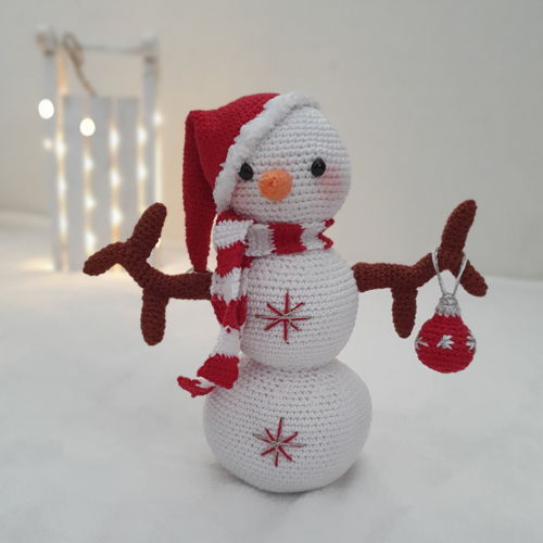 Sneeuwpop Sepp kerstbal-amigurumi kerstdecoratie