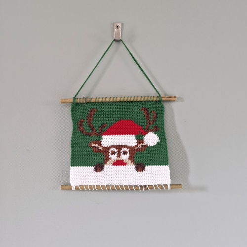 Haakpatroon  kerst wandhanger Rudolf
