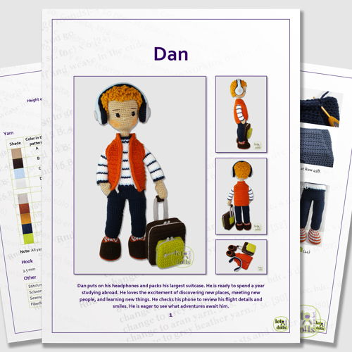 Dan Large Crochet Doll Pattern, Amigurumi, 21"/ 53 cm Tall