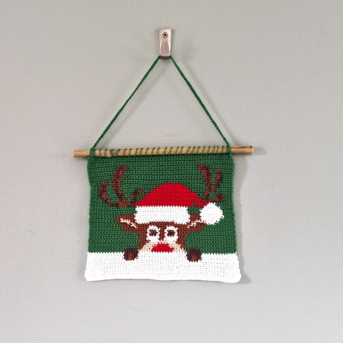 Haakpatroon  kerst wandhanger Rudolf