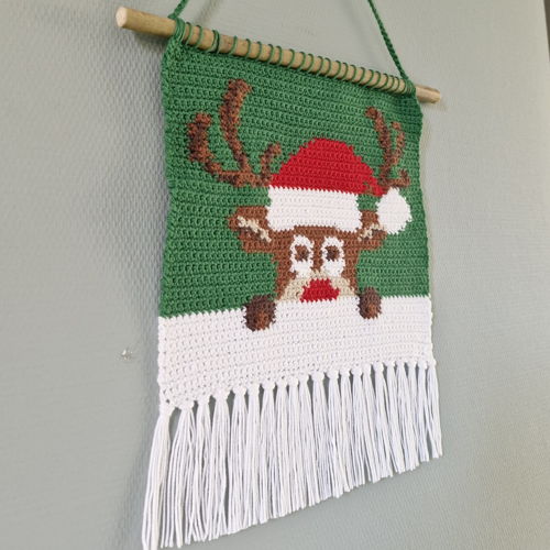 Haakpatroon  kerst wandhanger Rudolf
