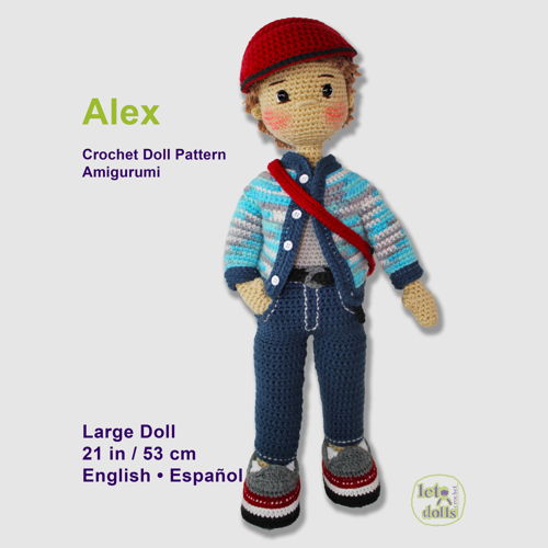 LetoDolls Gehaakte Patronen Grote Poppen (21" / 53 cm) Deel 1: Alex, Brenda, Cara & Dan