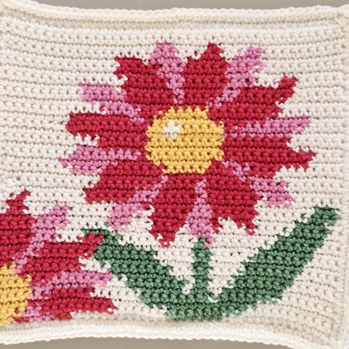 Haakpatroon pannenlappen met bloem