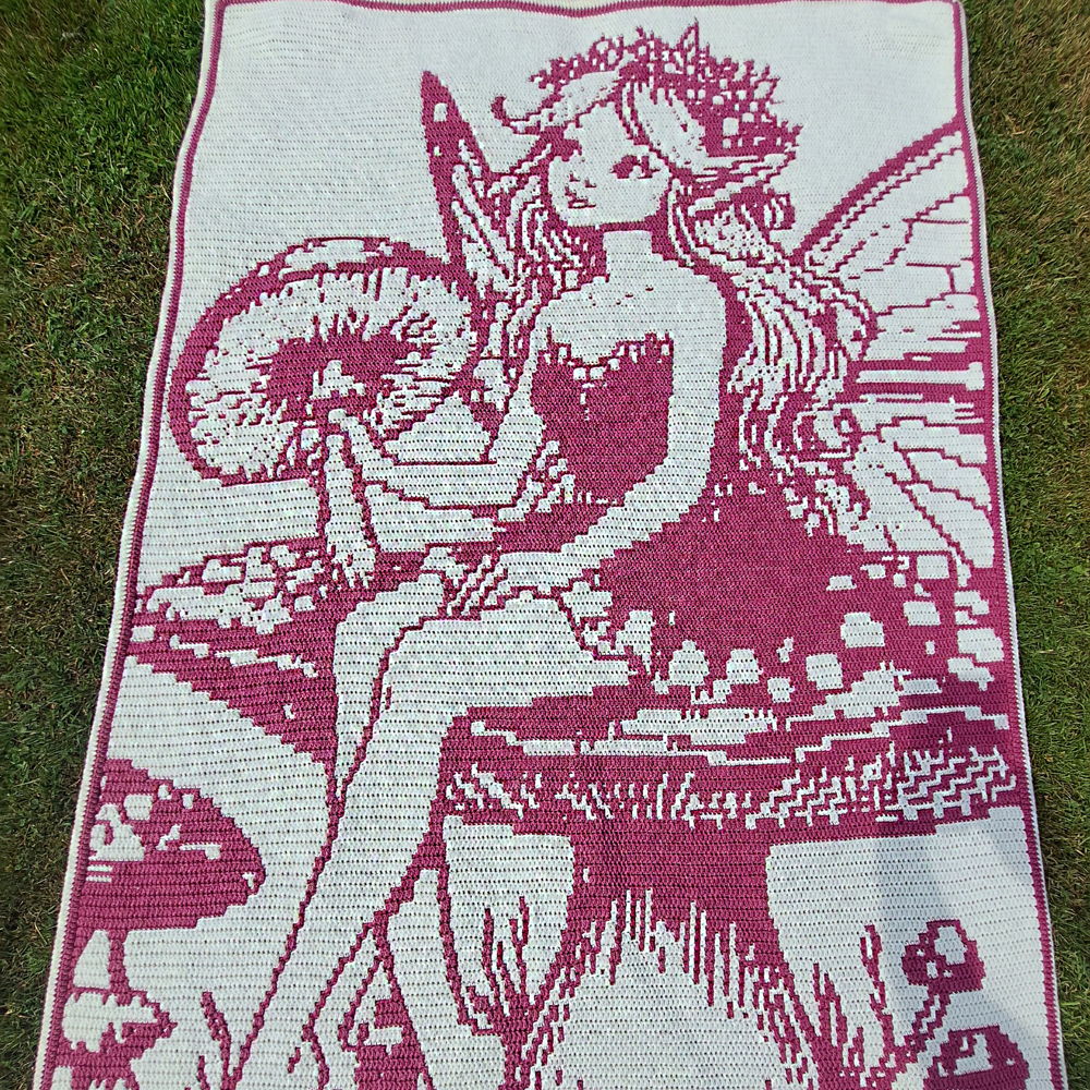 Fungal Fae | Fantasy Fairy Mushroom Overlay Mosaic Crochet Blanket PDF Pattern