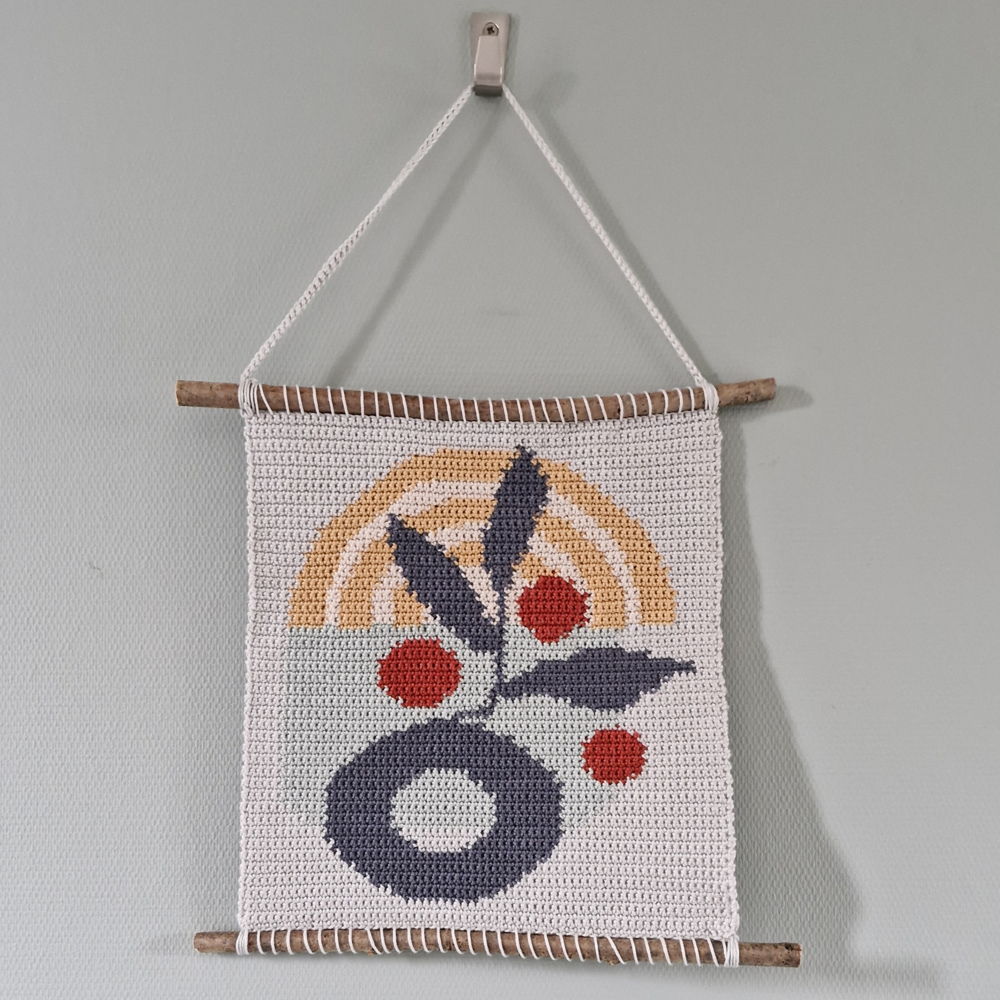 Haakpatroon abstracte wandhanger